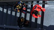 Lewis Hamilton, Max Verstappen, and Charles Leclerc after the 2020 British GP. Source: Getty